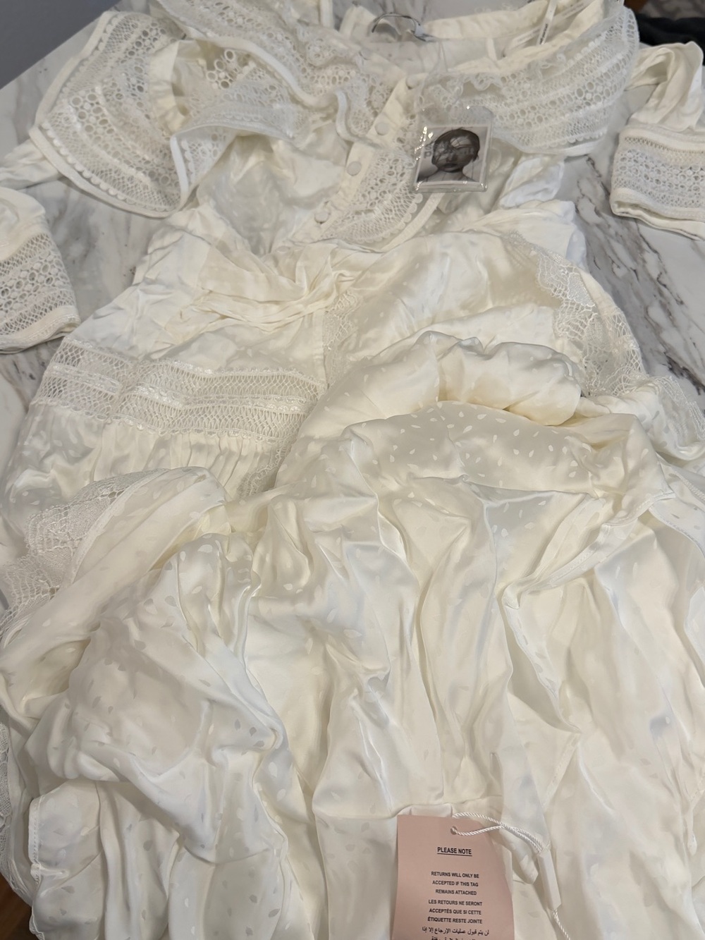Self-Portrait Cream Off-Shoulder Lace Maxi Dress - Picture 11 of 15